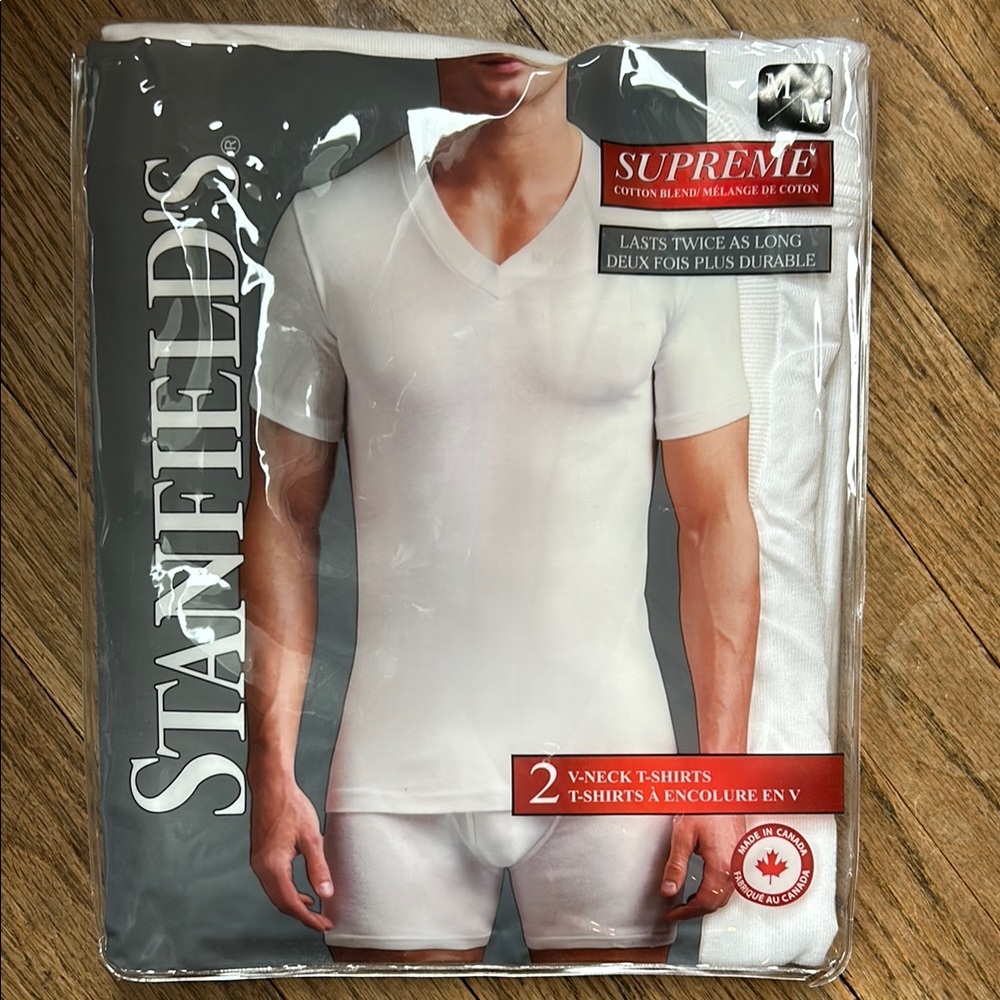 Stanfield’s White V neck T-shirt / Undershirt 2 pack